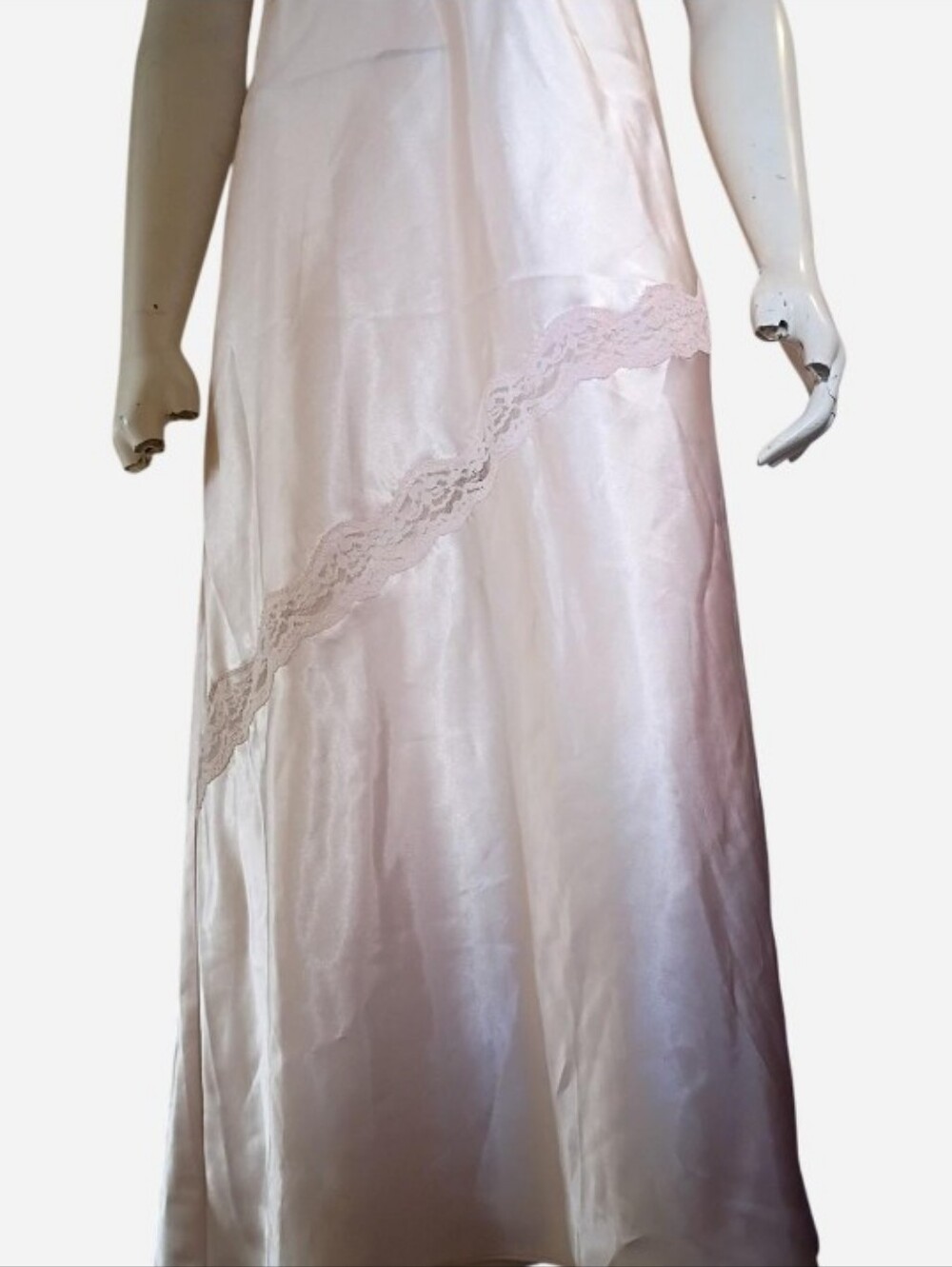 Y2K PINK Victoria's Secret Pink Floral Embroidery Lace Trim Satin Slip Dress L - Picture 3 of 8